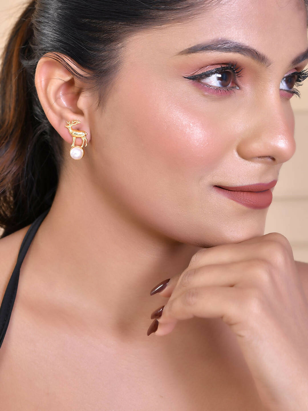 VOJ Women Gold Color stainless steel Earrings