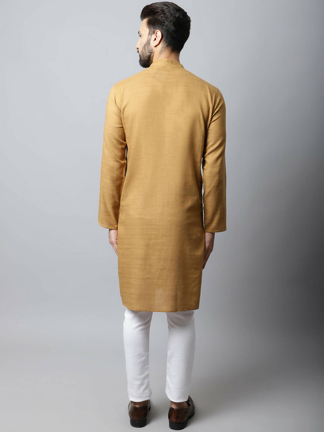 Even Apparels Brown Color Pure Cotton Men's Kurta With Band Collar (SLD1177)