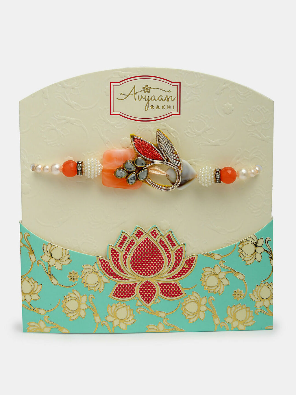 NVR Men Set of 2 Multicolor Stone-Studded Rakhi With Roli Chawal & Chocolate