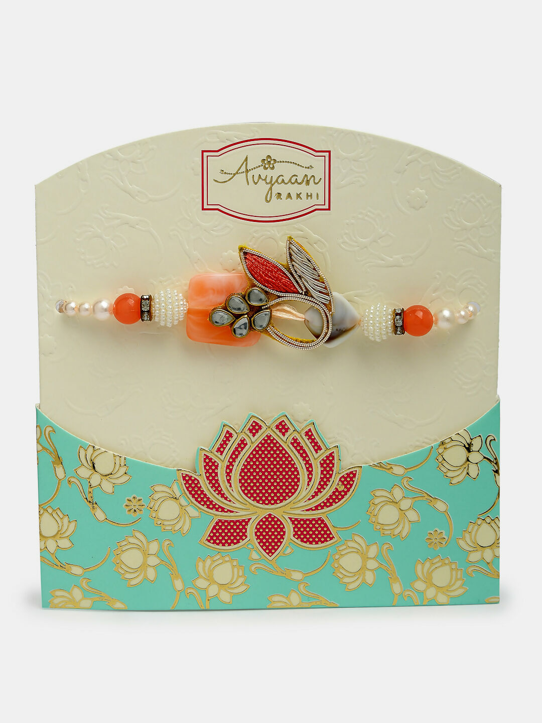 NVR Men Set of 2 Multicolor Stone-Studded Rakhi With Roli Chawal & Chocolate