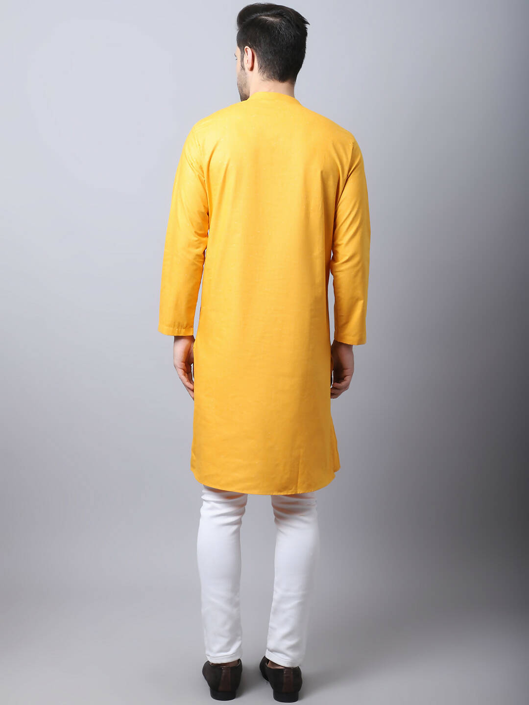 Even Apparels Yellow Pure Cotton Sherwani Kurta With Asymetrical Cut