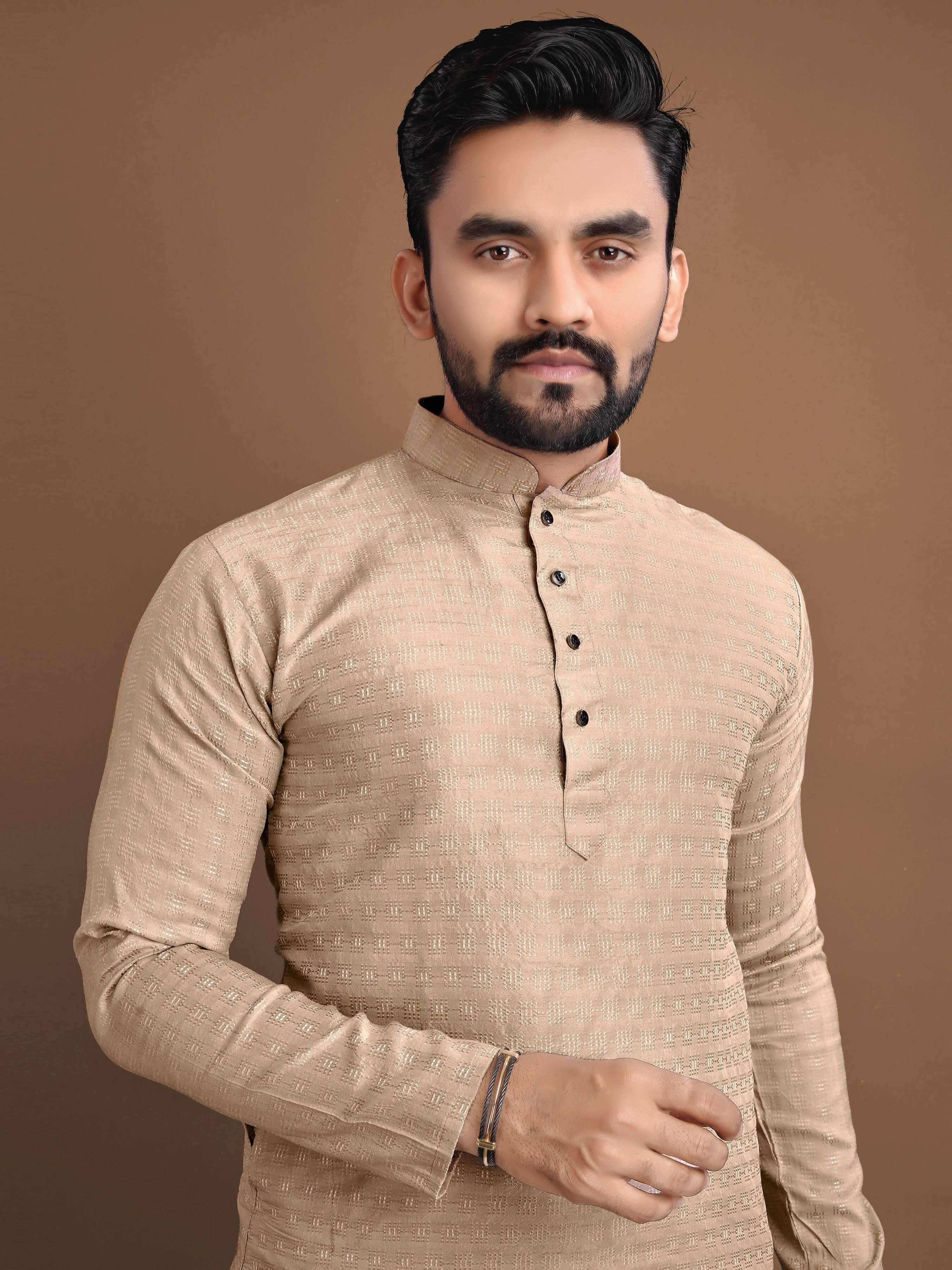 Readymade Mens Kurta Pajama for Wedding Wear by Infinity Export - Golden