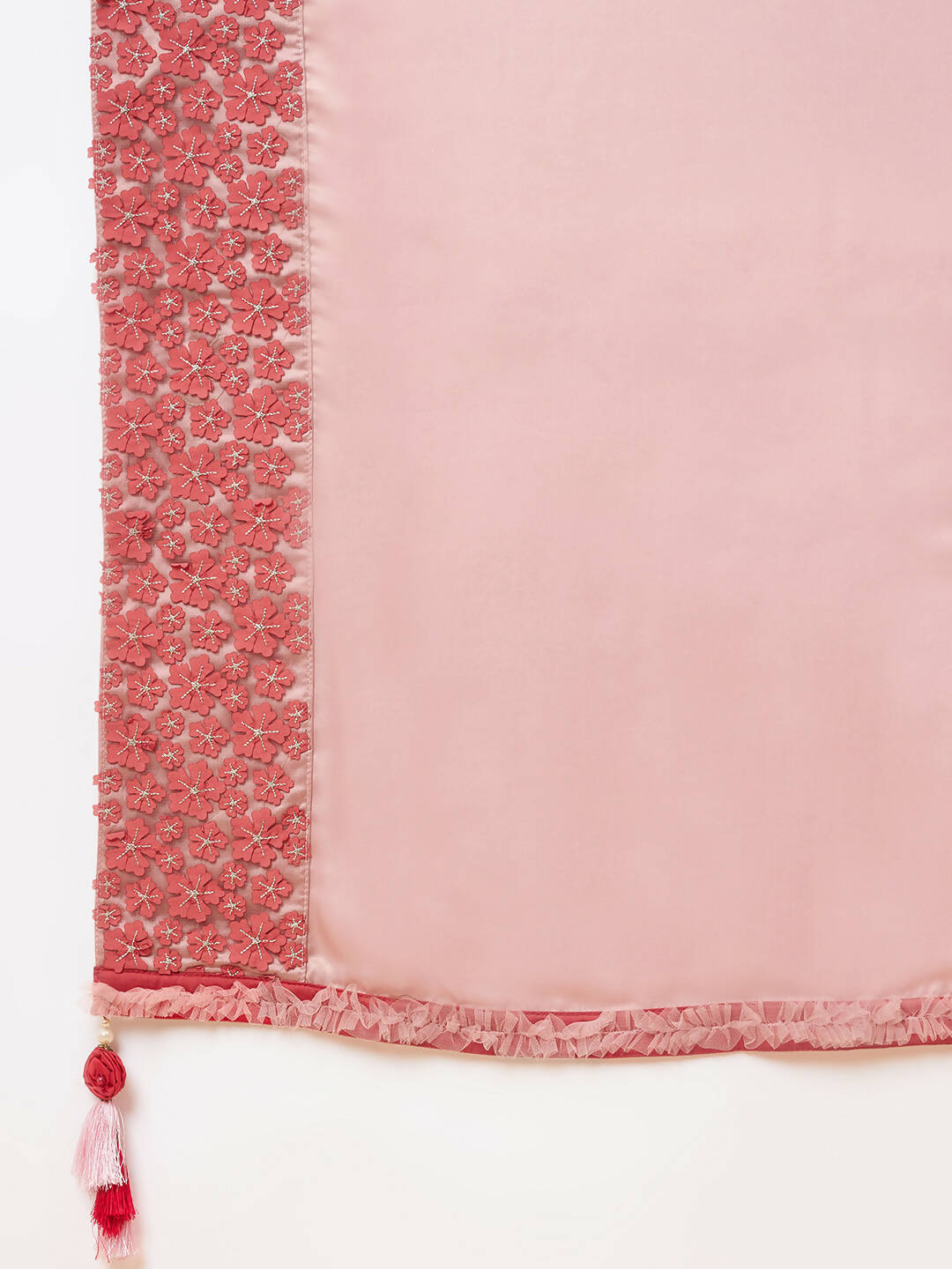 Light Pink Satin Georgette Laser Cut Floral Embroidery , Resham, Zari And Cord Embroidery Saree - Norita Hit Design