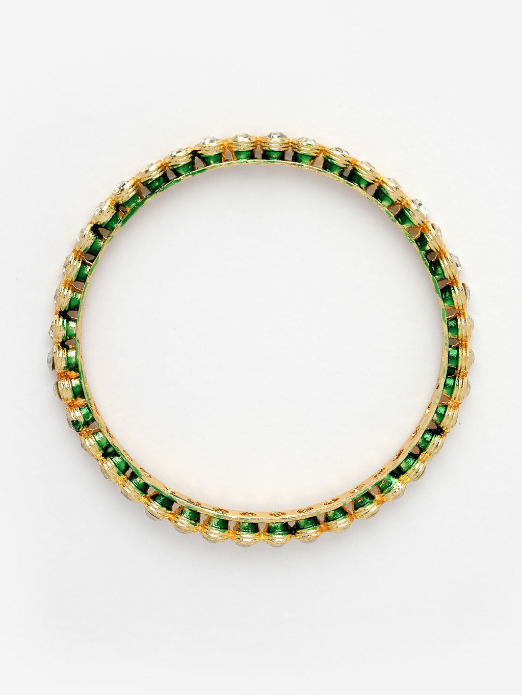 NVR Women's Set Of 4 Gold-Polished Kundan-Studded Traditional Bangles