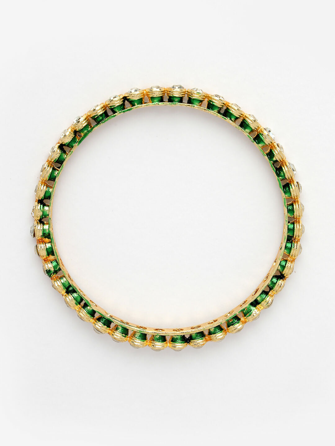 NVR Women's Set Of 4 Gold-Polished Kundan-Studded Traditional Bangles