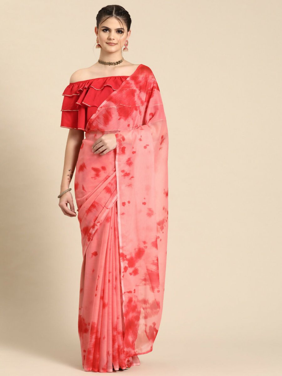 Ahalyaa Women's Traditional Semi Stitch Saree - Peach