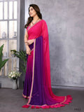 Designer Partywear Red & Blue Georgette Fancy Saree - Kanak