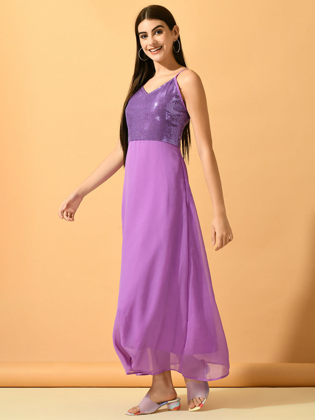Myshka Women's Lavender Empire Party Dress