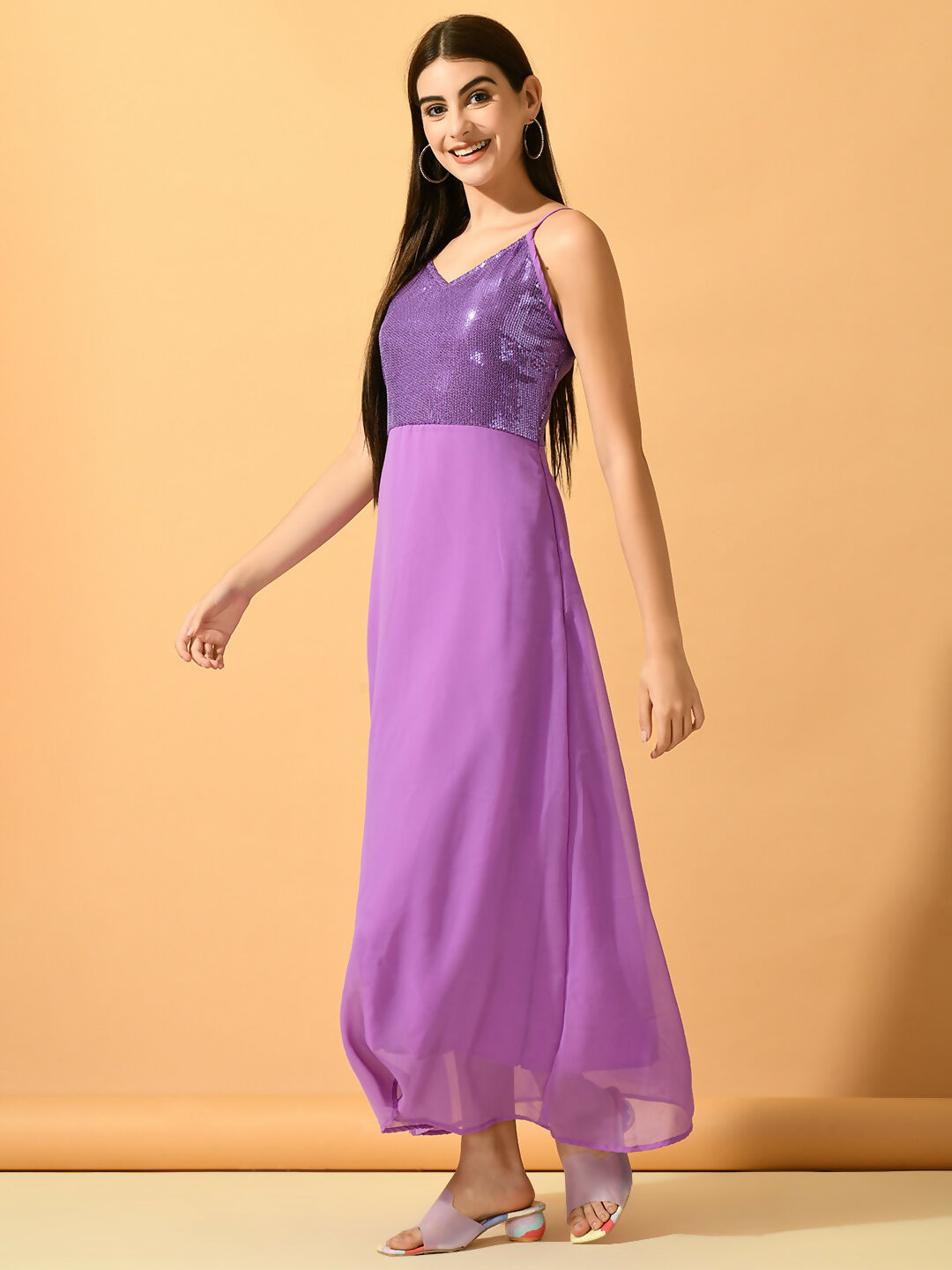 Myshka Women's Lavender Empire Party Dress