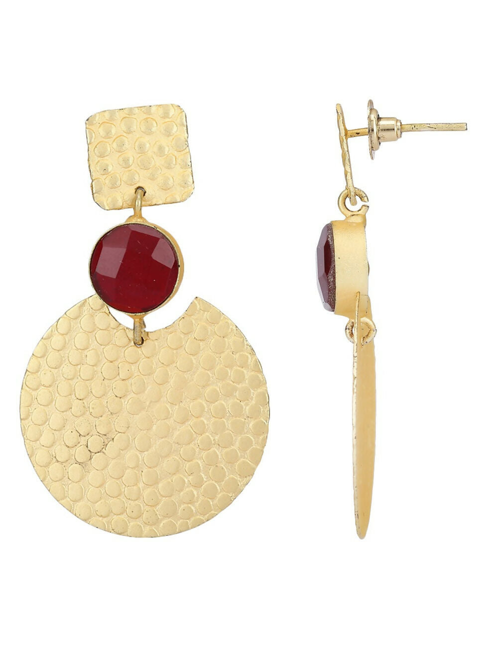 Joban Fashion Women Round Shape Matte Gold Earrings