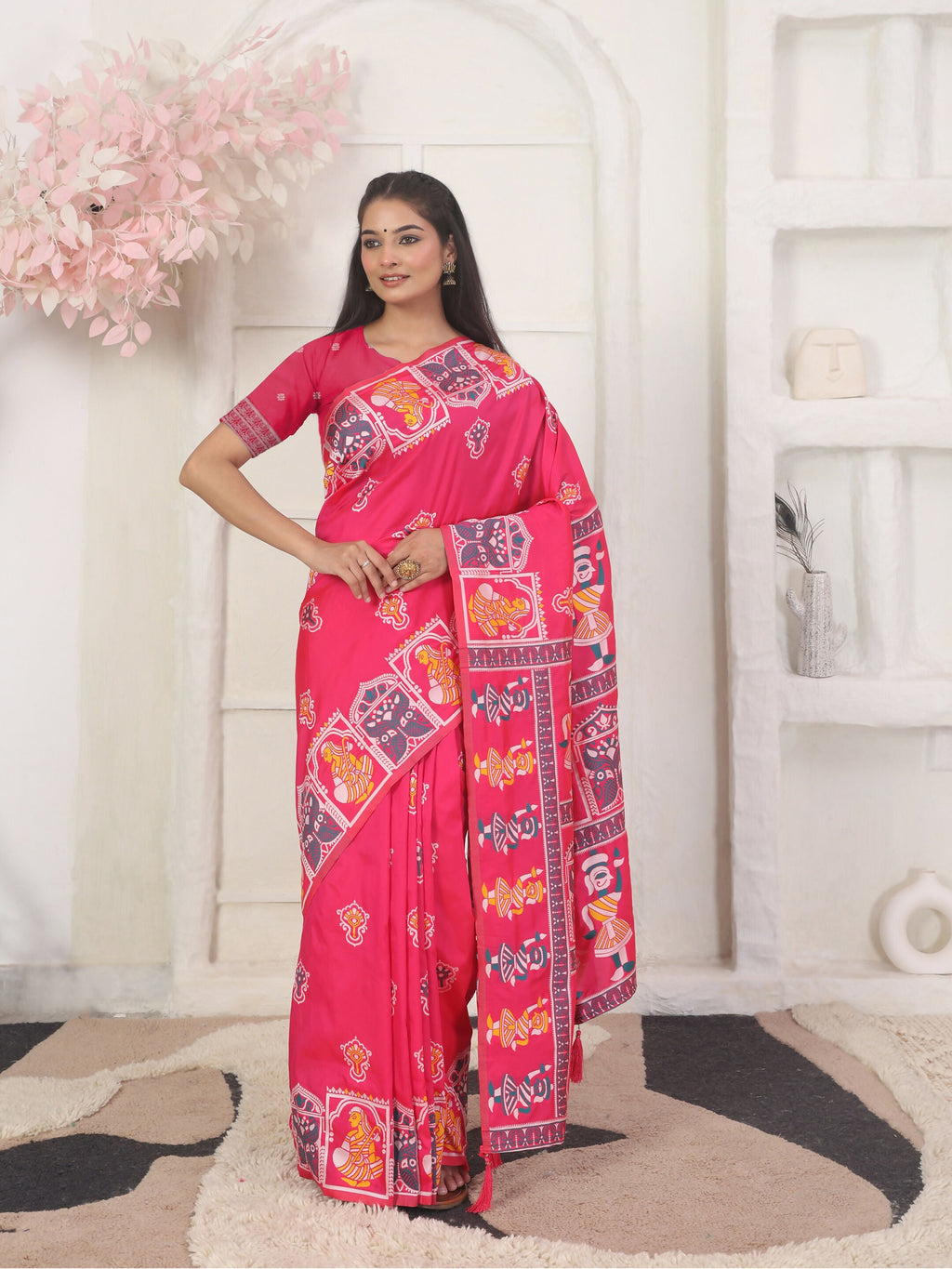 Shree Shyam Fashion Silk Blend Pink Saree