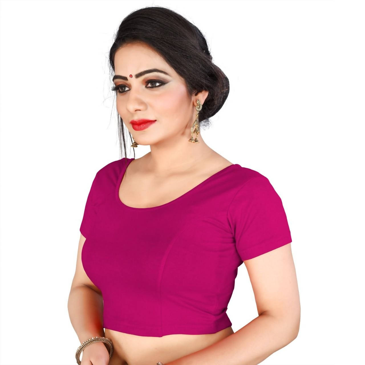 Vamika Magenta Lycra Plain Blouse