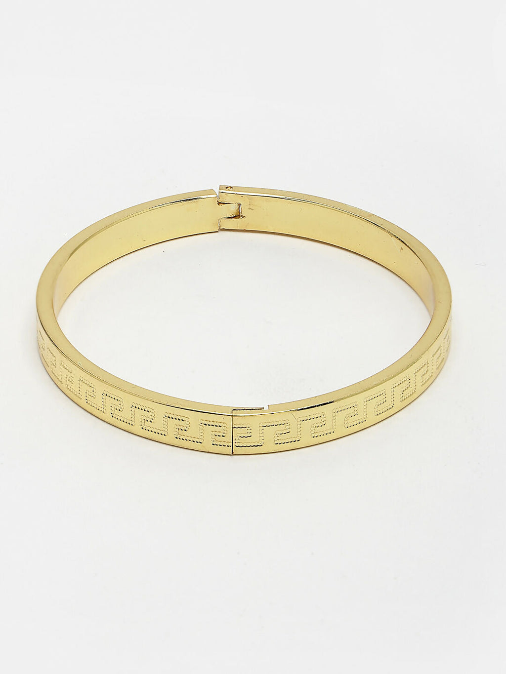 NVR Men's Gold-Polished Stainless Steel Kada Bracelet