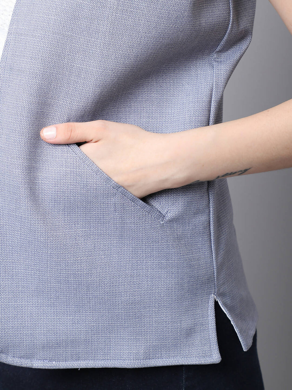 Even Apparels Grey Polyblend Open Front Women's Waistcoat
