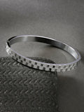NVR Men's Silver-Plated Stainless Steel Kada Bracelet