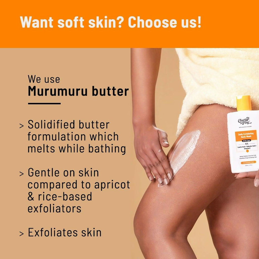 Chemist At Play Exfoliating Body Wash + Exfoliating Body Scrub For Tan Removal Combo