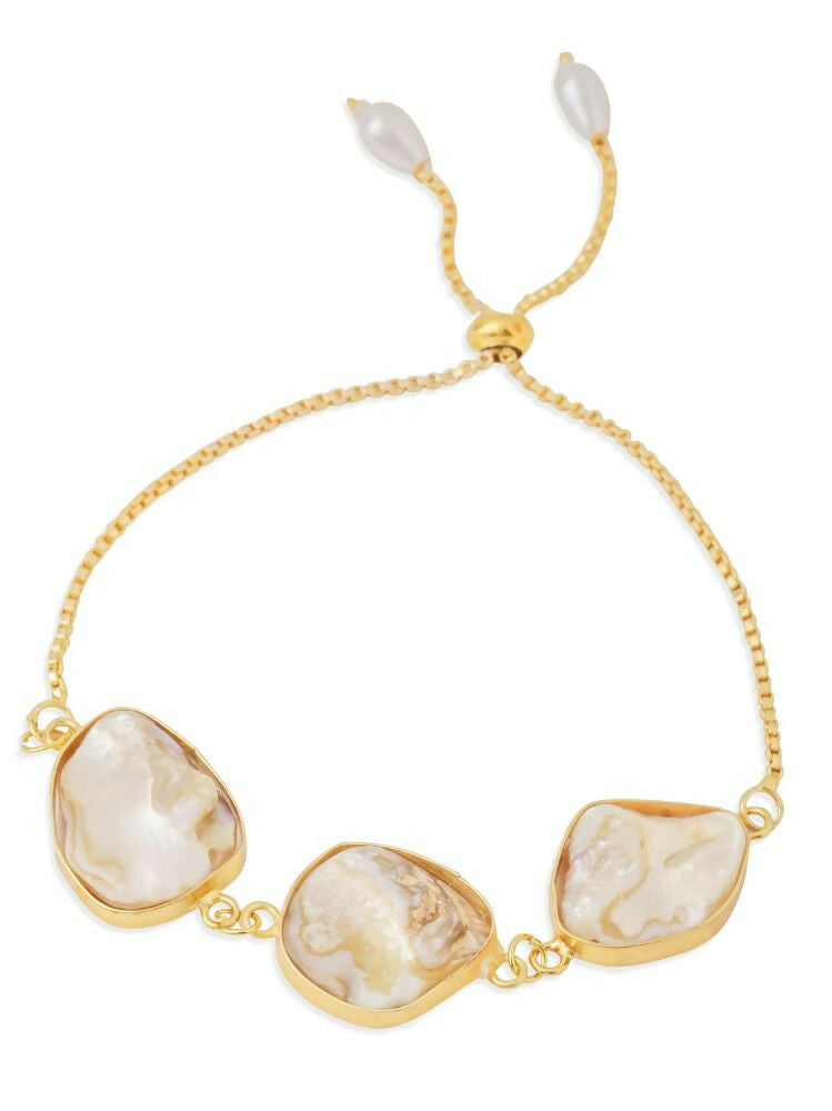 NVR Women's Pearls Gold Toned Bracelet