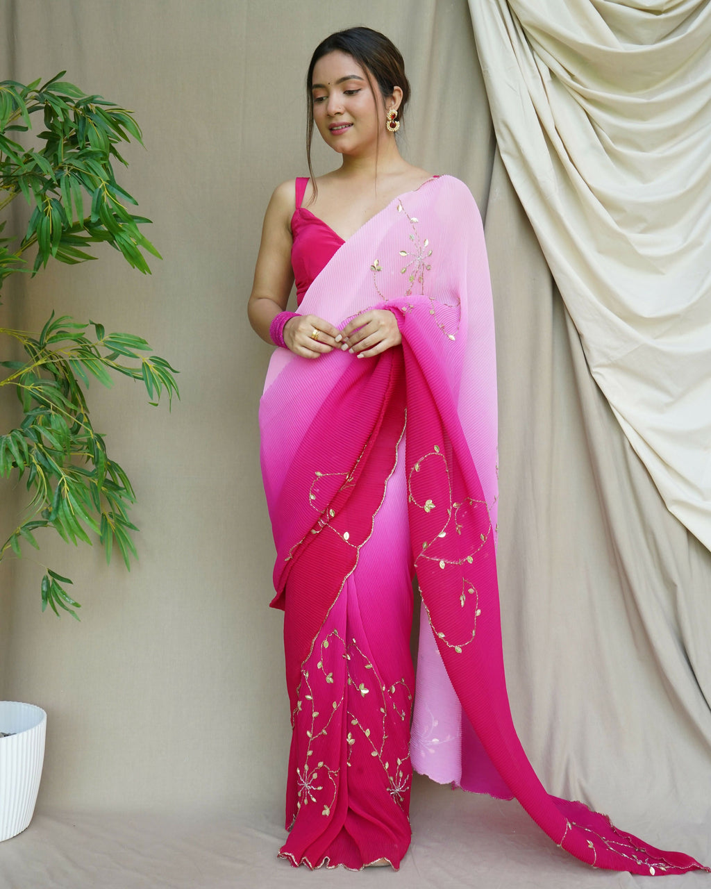 Vamsee Antara Pink Georgette Saree