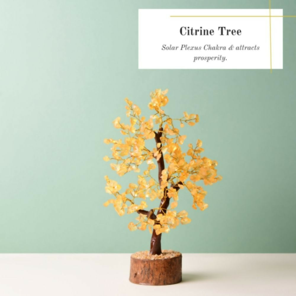 Indianvibez Bodh Citrine Tree with Wooden Base 300 Beads
