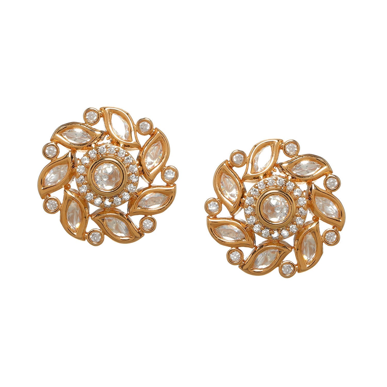 Round Kundan Studs (Gold) - Ruby Raang