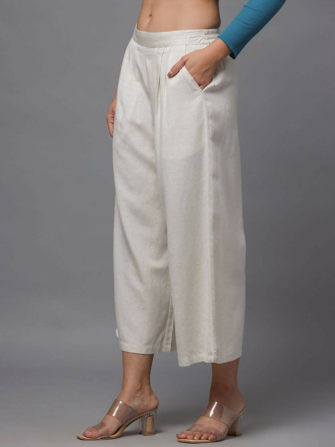 Juniper Women's Natural Solid Wide Leg Palazzo