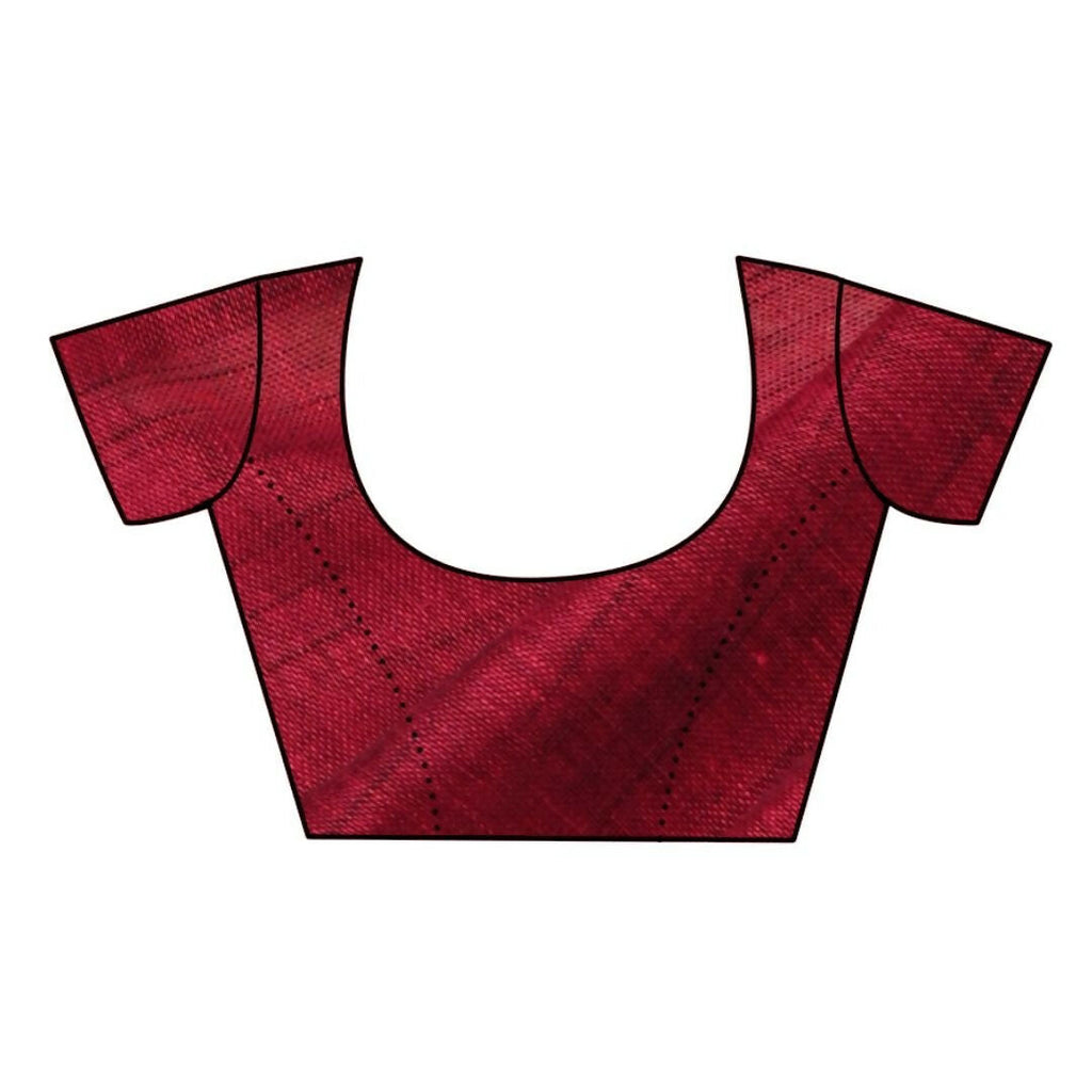 Very Much Indian Handloom Pure Cotton Linen Saree With Golden Border - Maroon