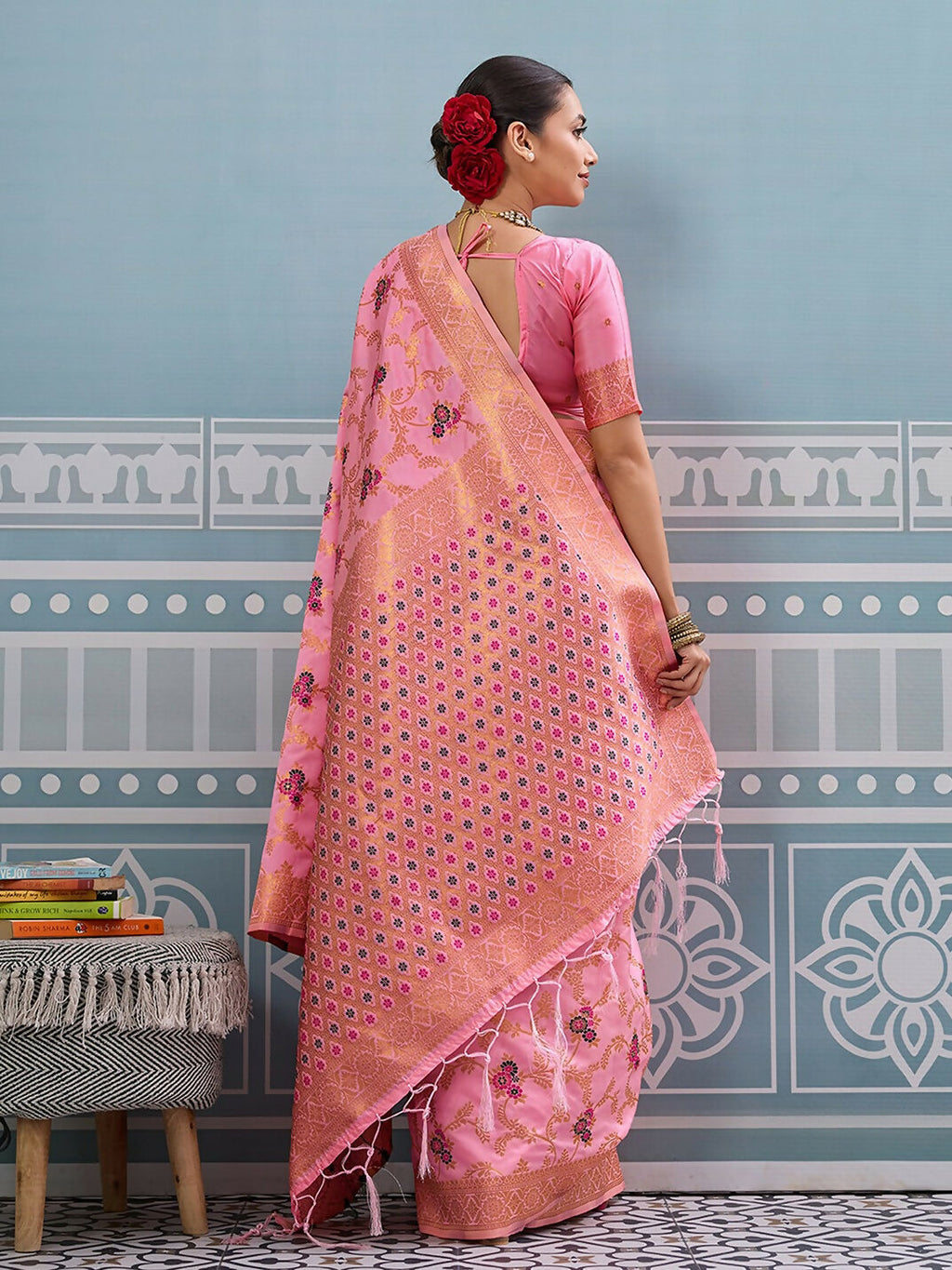 Shree Shyam Fashion Light Pink Silk Saree