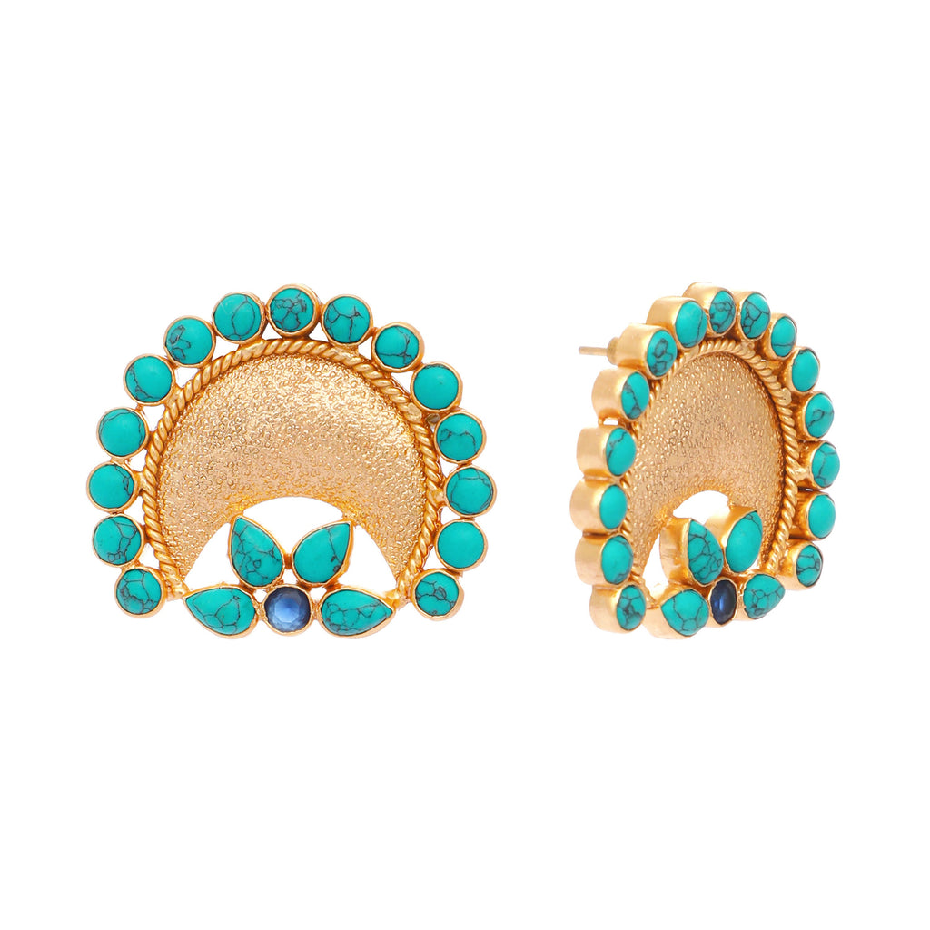 Nuyug Turquoise Crescent Earrings