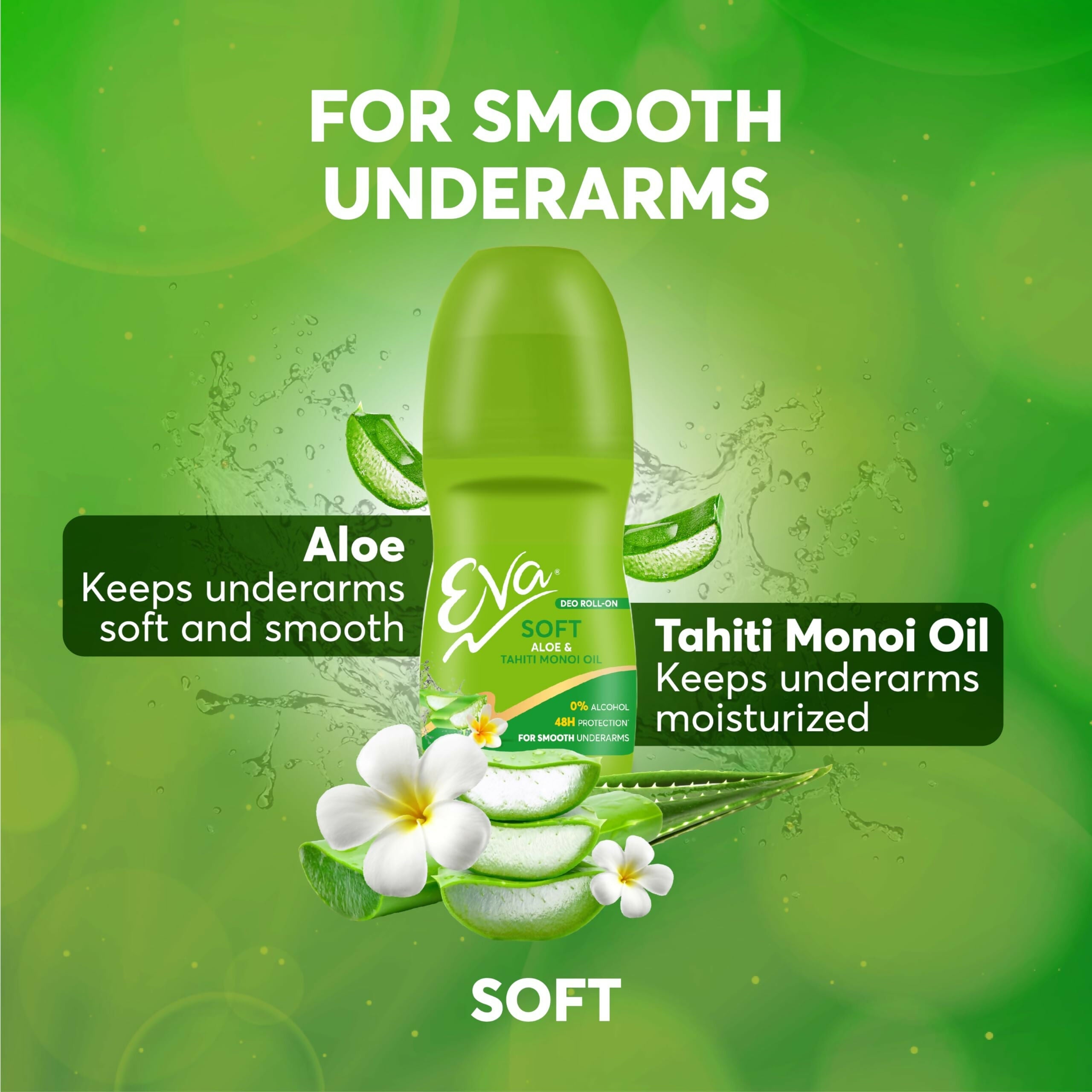 Eva Underarm Roll on Deodorant For Bright, Fresh & Smooth Underarms, Alcohol & Aluminium Free, For Women