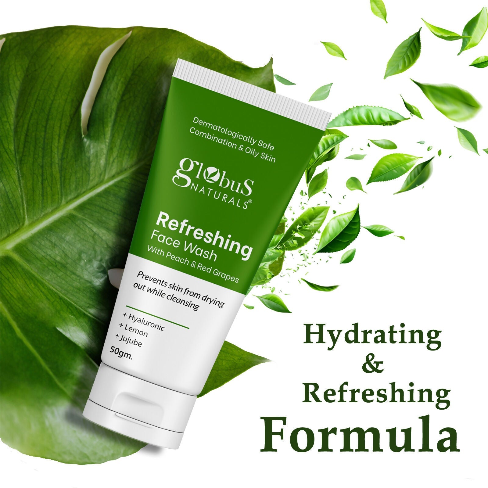 Globus Naturals Refreshing Face Wash with Peach & Red Grapes