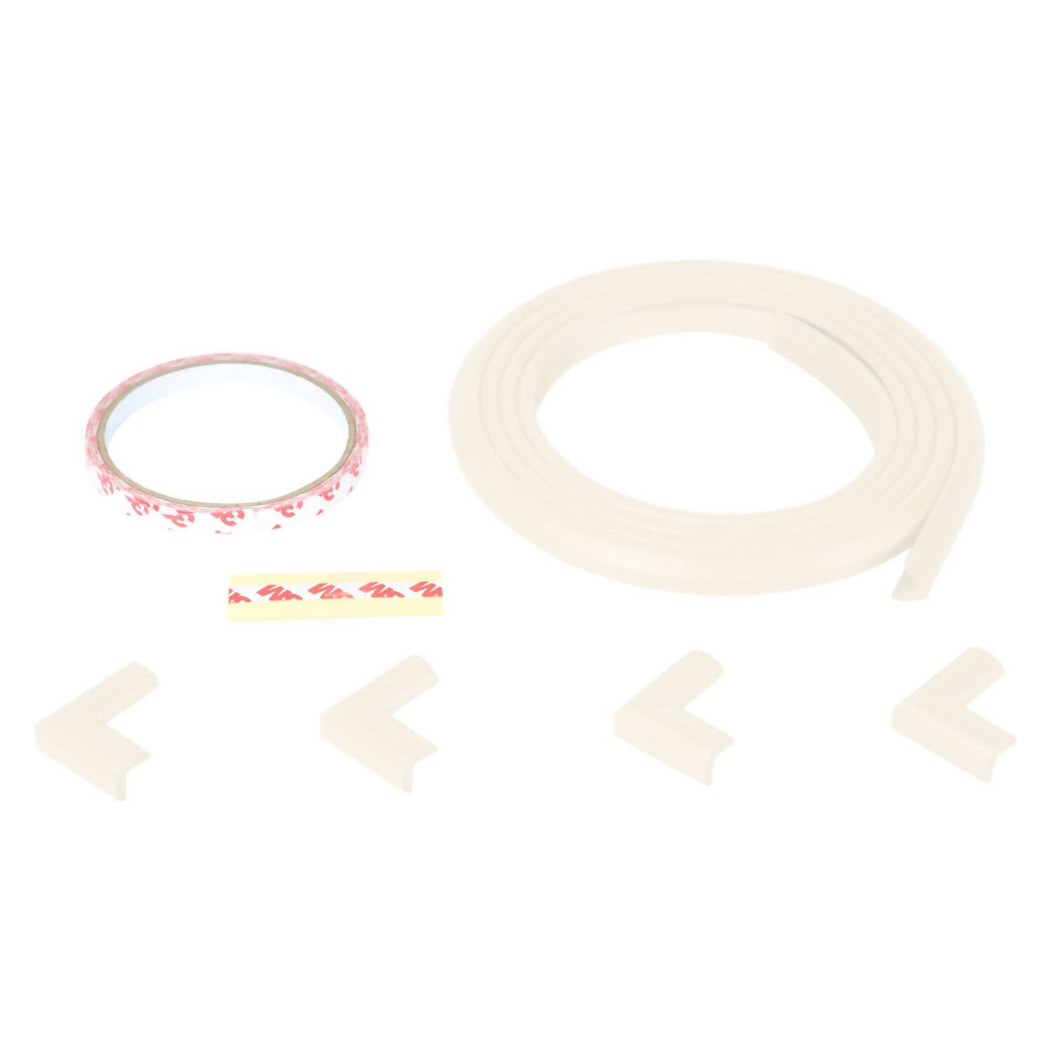 Safe-O-Kid Unique High Density L-Shaped 2 Mtr Long Mini 1 Edge Guard With 4 Corner Cushions White
