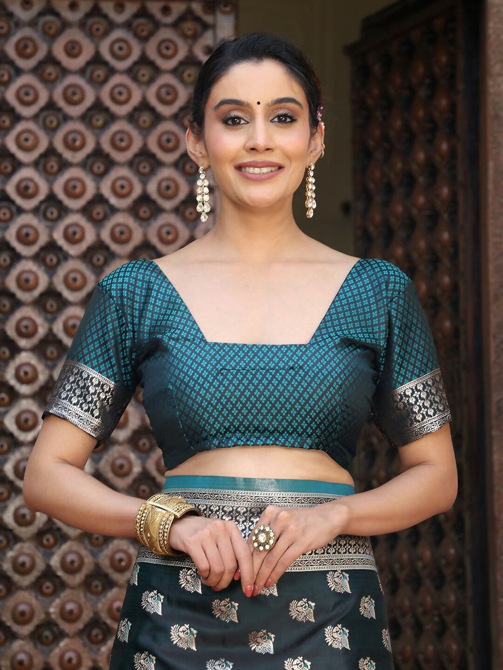 Shree Shyam Fashion Teal Silk Saree