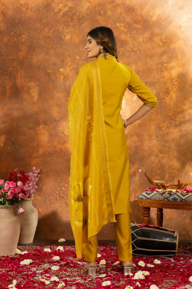 Mustard Yellow Stitched Salwar Kameez for Haldi by Infinity Export