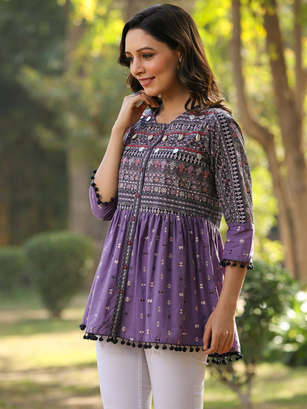 Juniper Women's Lavender Printed Flared Tunic