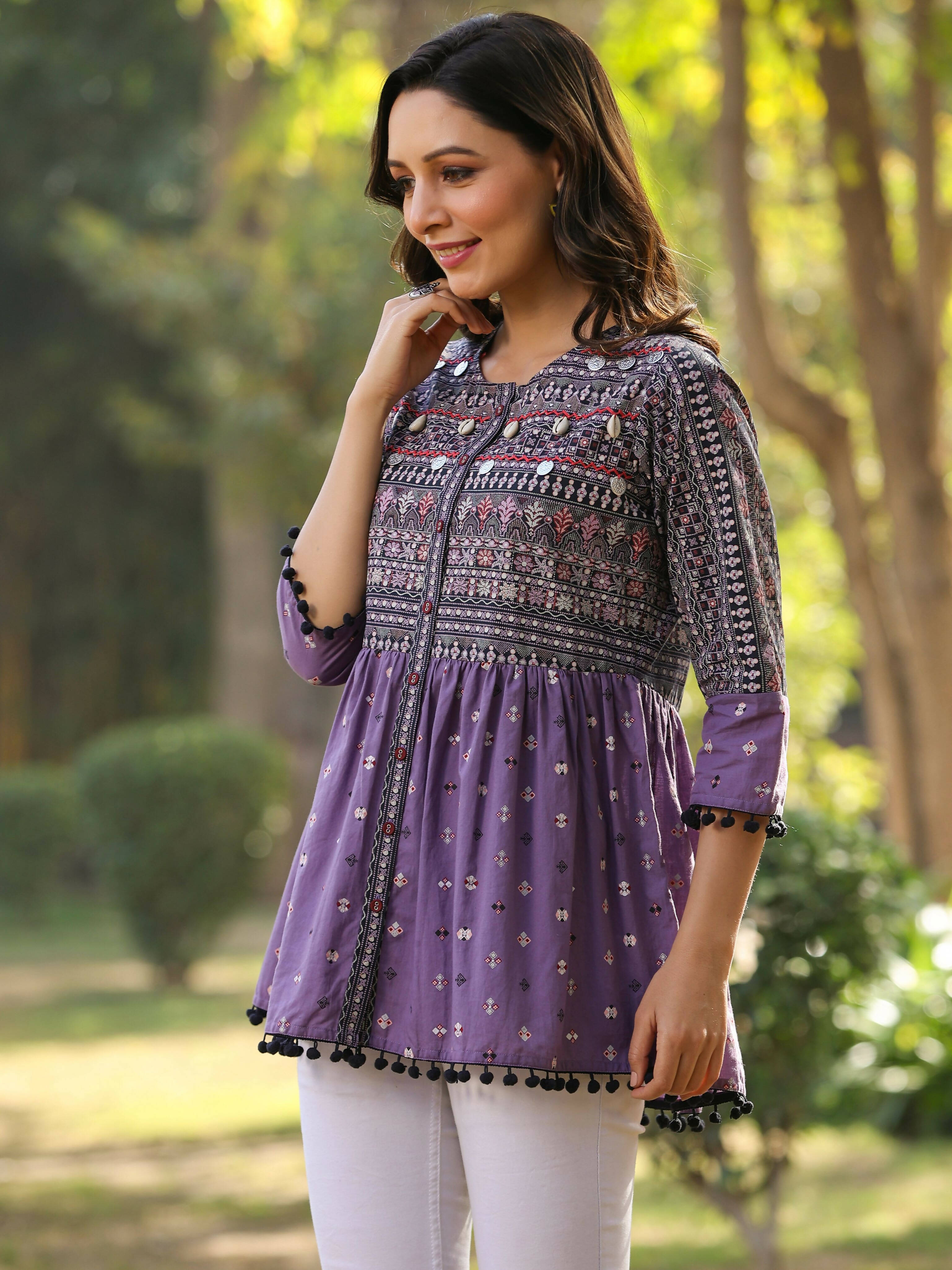 Juniper Women's Lavender Printed Flared Tunic