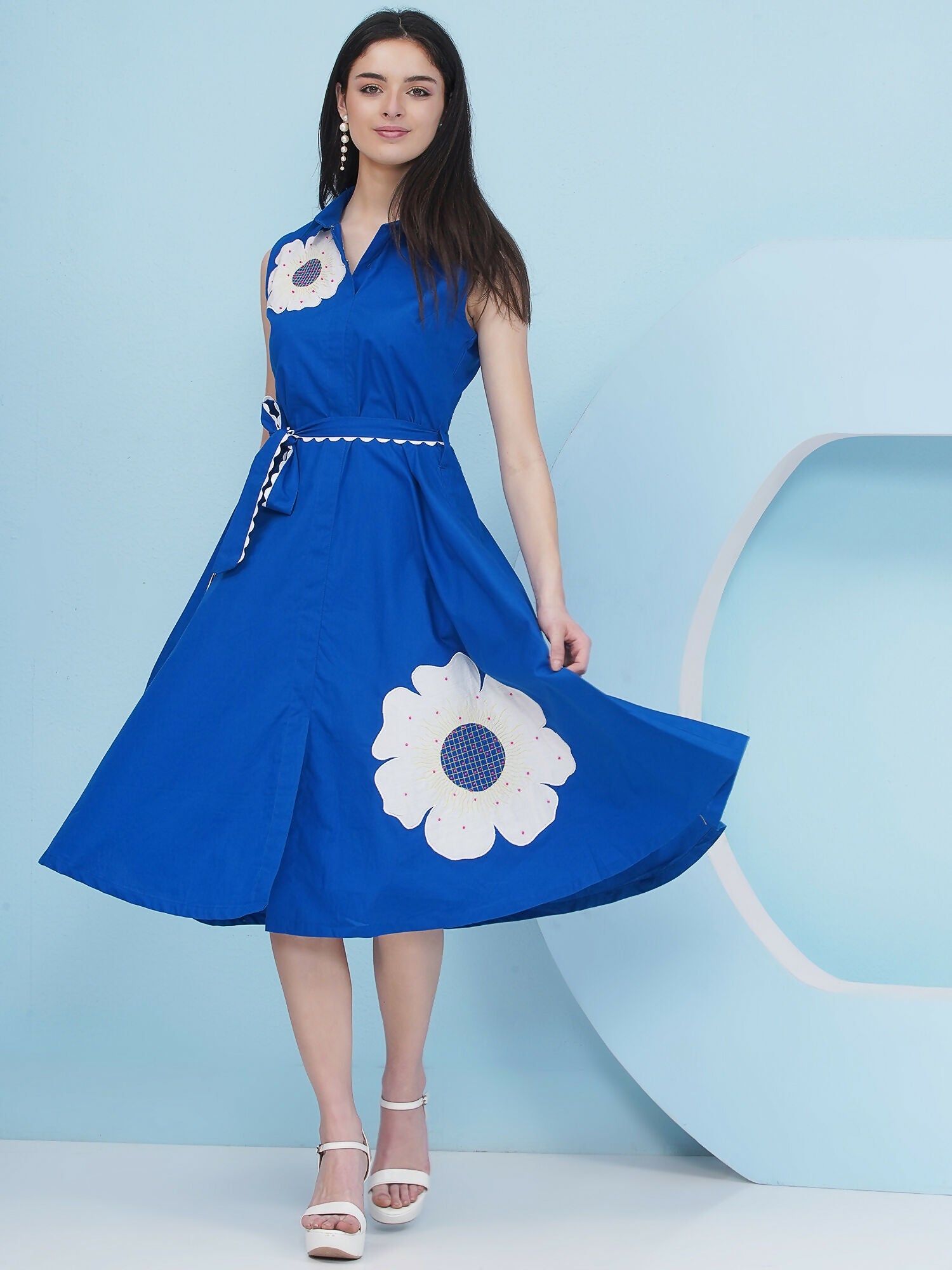 Joban Fashion Royal Blue Dress with Belt