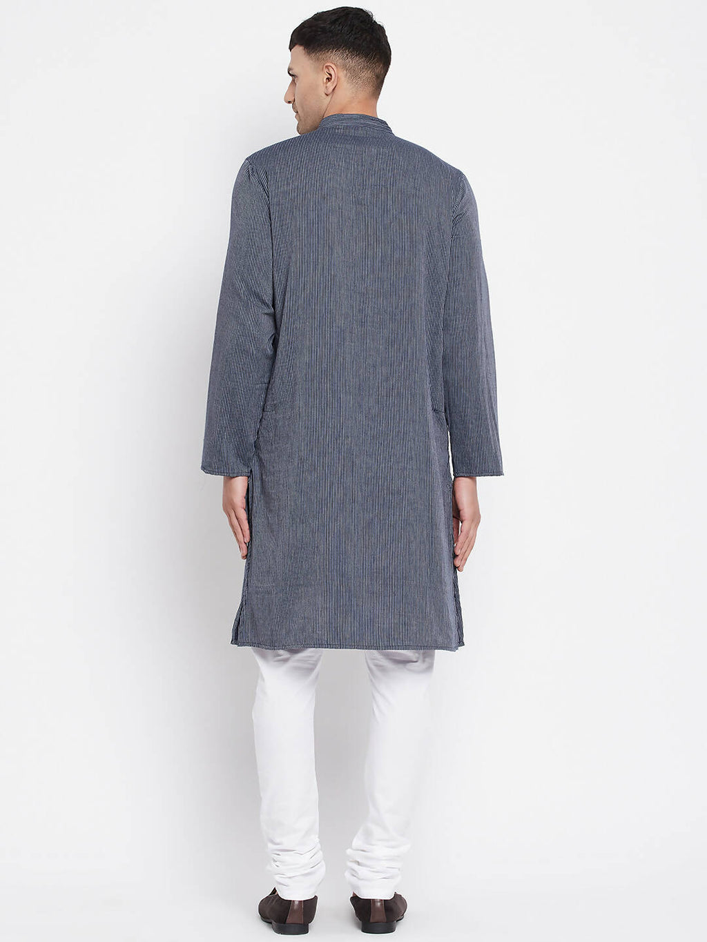Even Apparels Grey Color Pure Cotton Men's Kurta With Band Collar