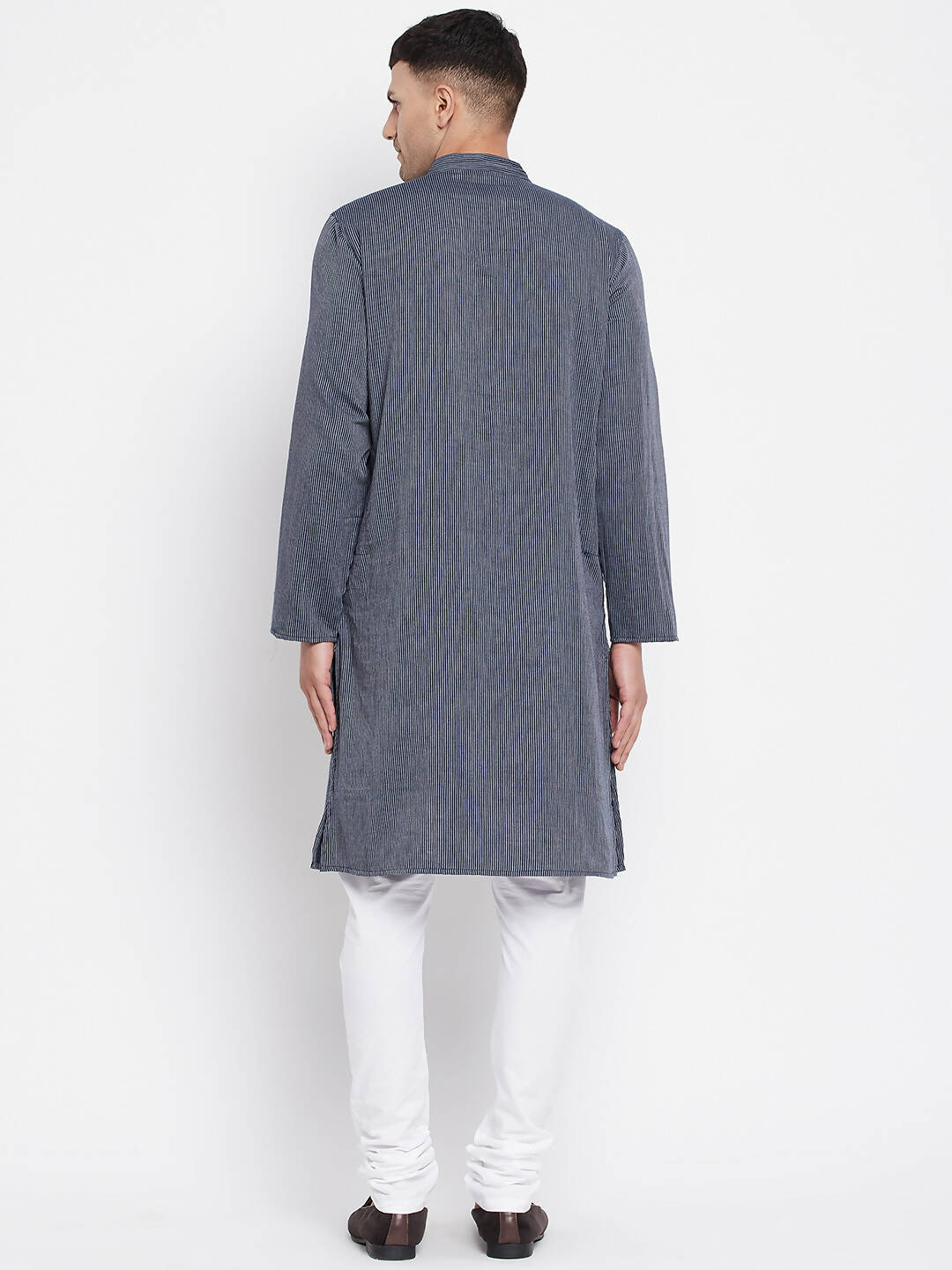 Even Apparels Grey Color Pure Cotton Men's Kurta With Band Collar