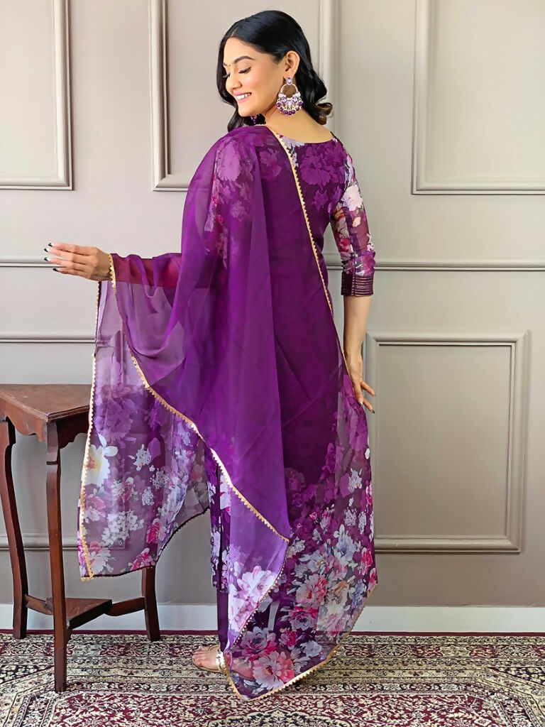 Partywear Designer Tebby Wine Stitched Suit With Dupatta - Tanisha
