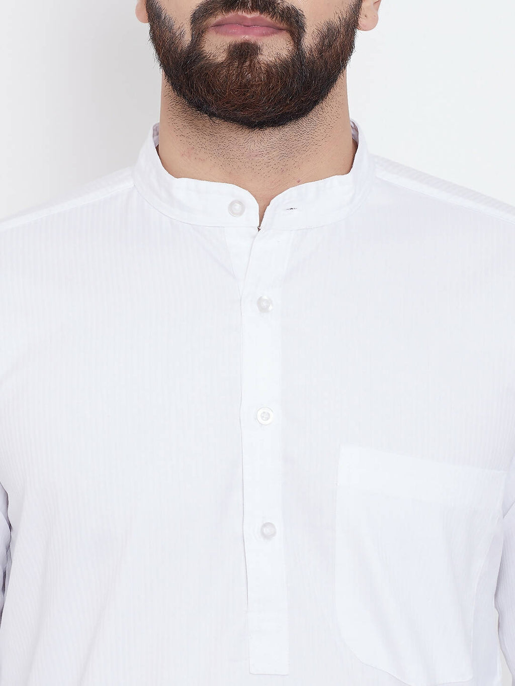 Even Apparels White Pure Cotton Men's Kurta With Band Collar