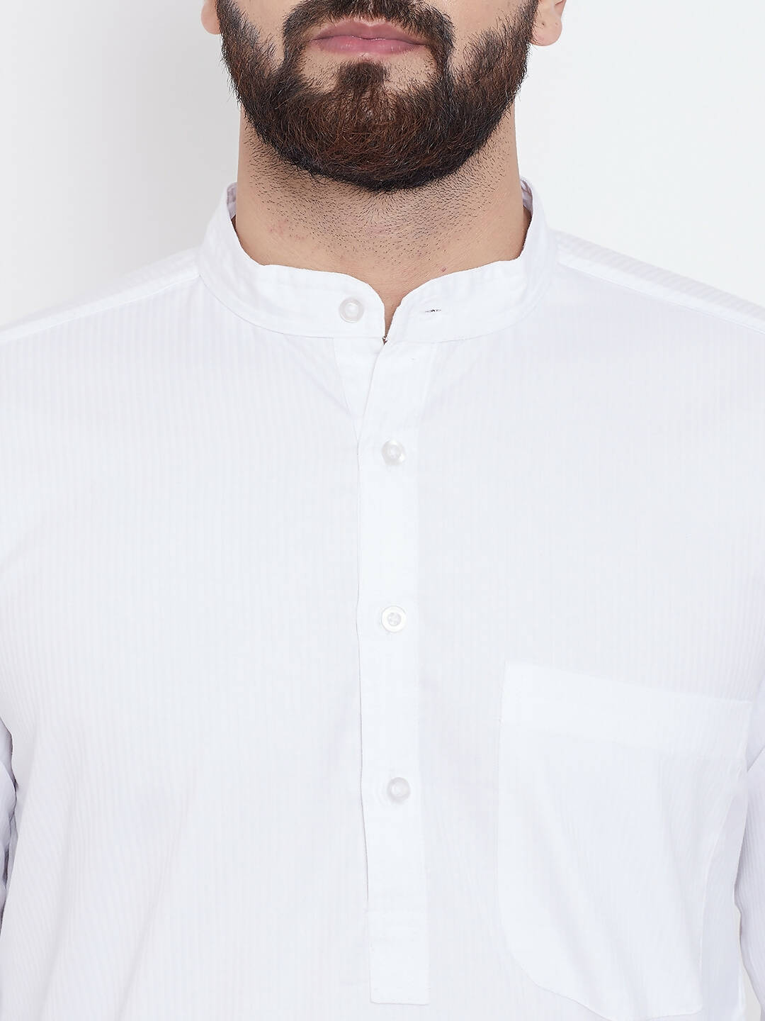 Even Apparels White Pure Cotton Men's Kurta With Band Collar