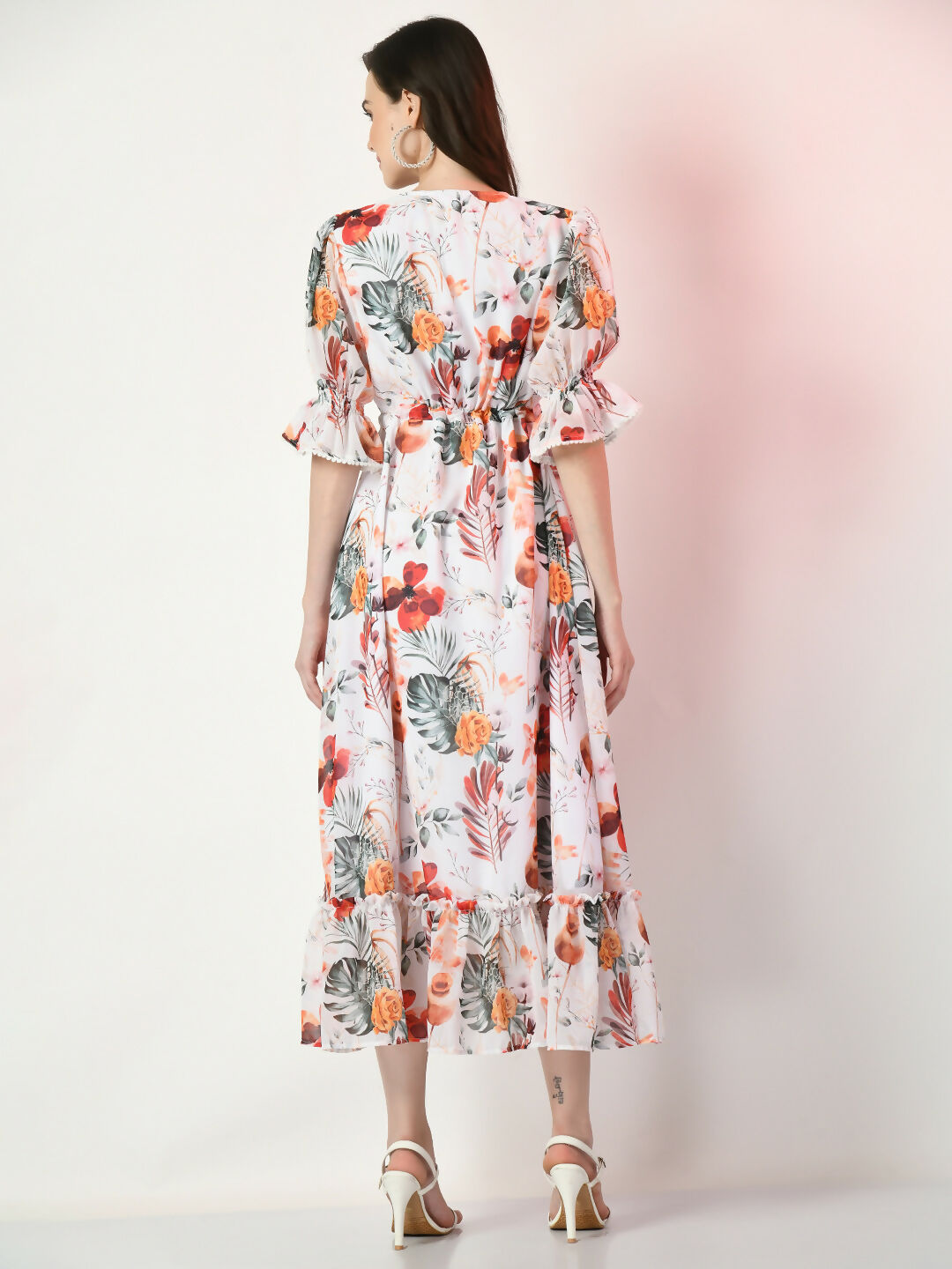 Myshka Women's White Printed Dress