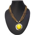 MS Fashion India Latest Traditional Yellow Color Necklace With Golden Beads