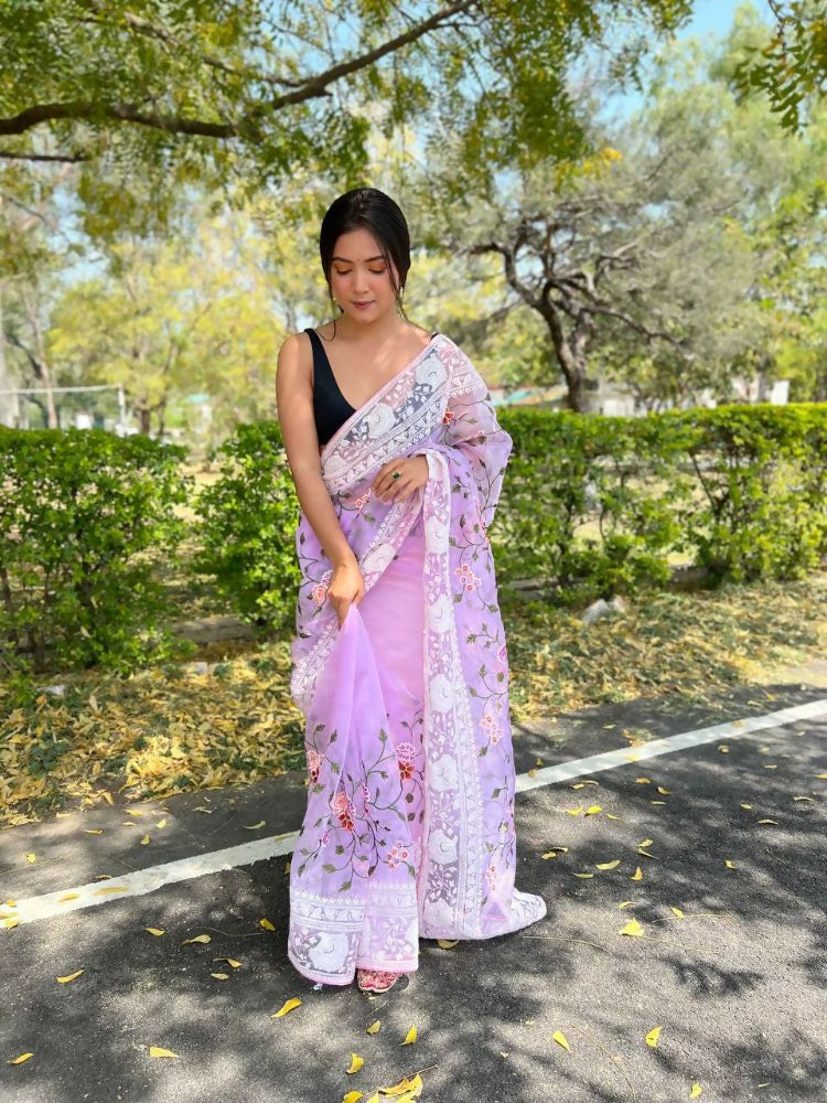 Vamsee Foolwarii Lavender Organza Saree