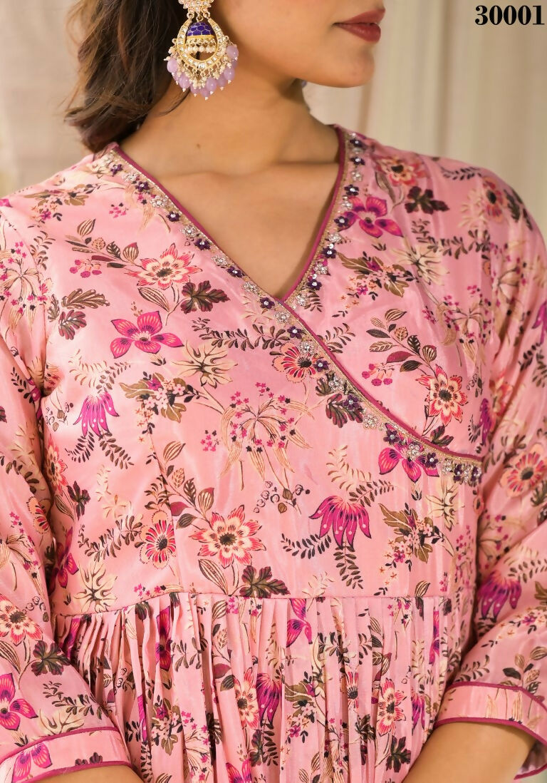 Designer Stylish Light Pink Rubi Silk Stitched Suit With Dupatta - Kiyara