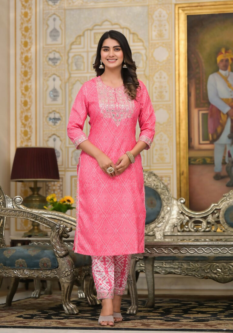 Partywear Designer Pink Cotton Stitched Suit With Dupatta - Tanisha