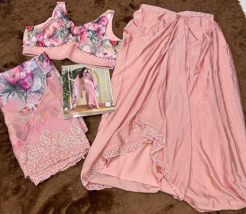 Aarshi Fashions Pink Silk Indowestern