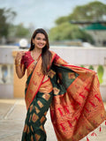 PR Fashion Freen Soft Banarasi Silk With Zari Weaving Meenakari Design Saree