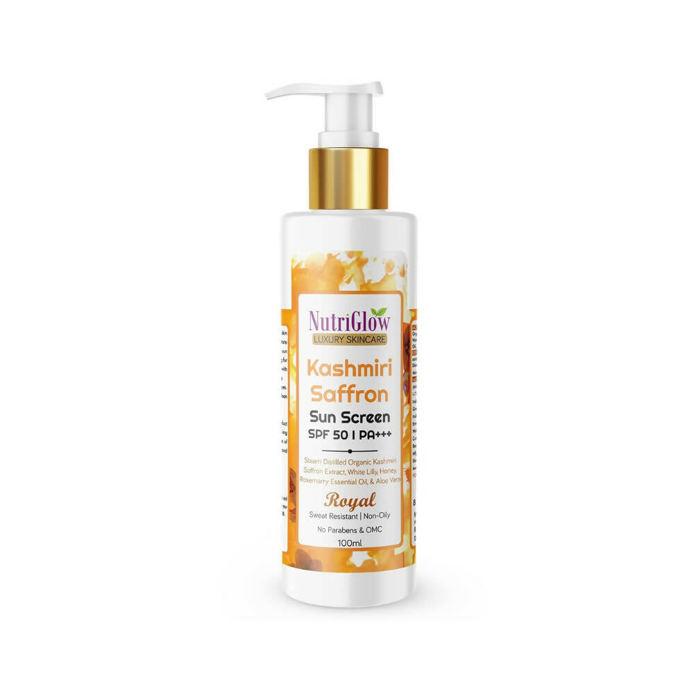 NutriGlow Luxury Skincare Kashmiri Saffron Sunscreen Serum 50 PA+++