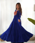 Joban Fashion Royal Blue Kurta Set Chanderi Sequence Embroidery Work
